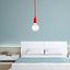 First Choice Lighting - Set of 2 Flex Red Silicone Ceiling Pendant Lights with Black Ceiling Rose