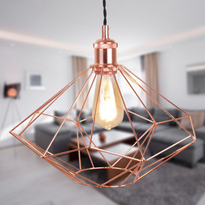 First Choice Lighting Set of 2 Geo Black Copper Ceiling Pendant Lights