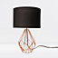 First Choice Lighting Set of 2 Geo Copper Black Geometric Table Lamp With Shades
