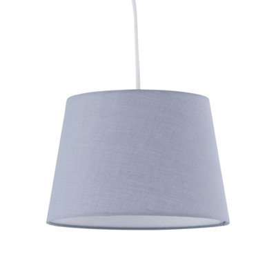 First Choice Lighting - Set of 2 Grey Cotton 23cm Tapered Cylinder Pendant or Lamp Shades