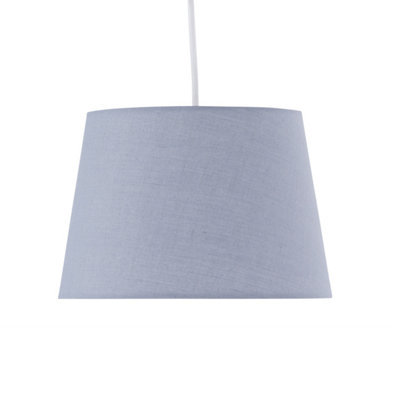 First Choice Lighting - Set of 2 Grey Cotton 23cm Tapered Cylinder Pendant or Lamp Shades