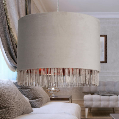 First Choice Lighting Set of 2 Grey Velvet With Copper Inner Tassled ...