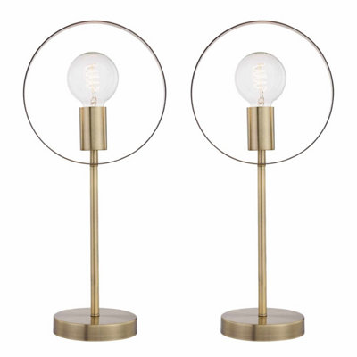 First Choice Lighting Set of 2 Hailey Brushed Gold Table Lamps