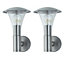 First Choice Lighting Set of 2 Halo Stainless Steel Clear IP44 Outdoor Wall Lights