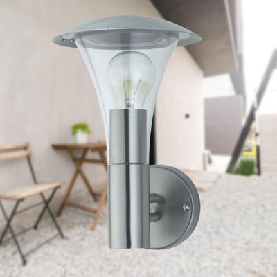 First Choice Lighting Set of 2 Halo Stainless Steel Clear IP44 Outdoor Wall Lights - 3