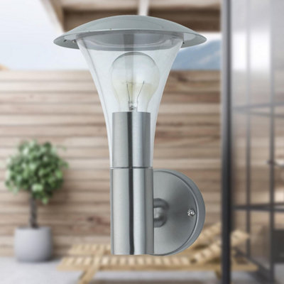 First Choice Lighting Set of 2 Halo Stainless Steel Clear IP44 Outdoor Wall Lights - 4