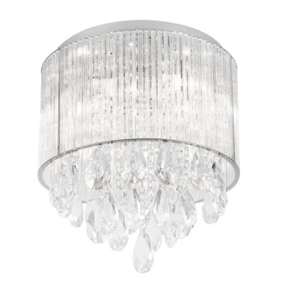 First Choice Lighting Set of 2 Harbour Crystal Flush Ceiling Lights