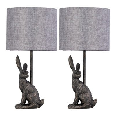 First Choice Lighting Set of 2 Henrietta Antique Gold Rabbit Table ...