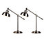 First Choice Lighting Set of 2 Hill Satin Nickel White Task Table Lamps