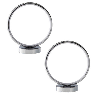 First Choice Lighting Set of 2 Hoop LED Chrome White Table Lamps