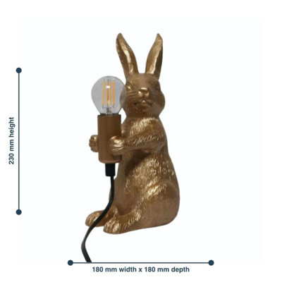 First Choice Lighting Set of 2 Hop Hop Gold Bunny Rabbit Lamps