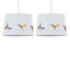 First Choice Lighting Set of 2 Hummingbird Bird Print Linen Easy Fit 28cm Pendant or Table Lamp Shades