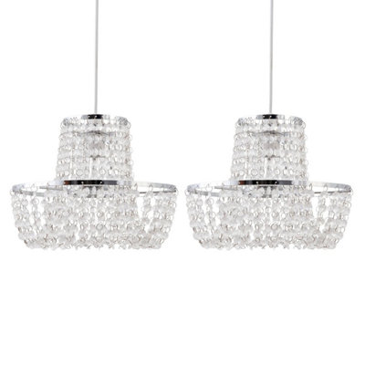 First Choice Lighting Set of 2 Jewelled Easy Fit Light Shades
