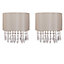 First Choice Lighting Set of 2 Joyce Clear Gold Clear Beaded Crystal Style Strings Wall Lights