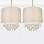 First Choice Lighting Set of 2 Joyce Clear Sparkle Gold Easy Fit Jewelled Pendant Shades