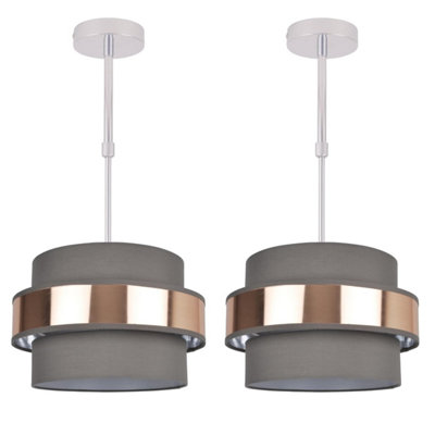 First Choice Lighting Set of 2 Jupiter Chrome Brushed Copper Grey