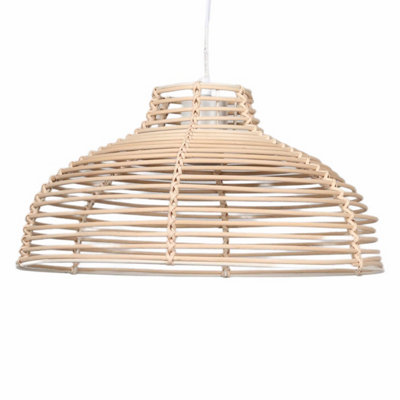 First Choice Lighting Set of 2 Katrina Natural Rattan Easy Fit Fabric Pendant Shades