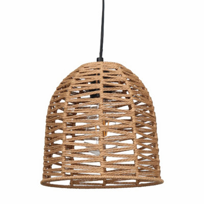 First Choice Lighting Set of 2 Kleo Natural Paper String Easy Fit Fabric Pendant Shades
