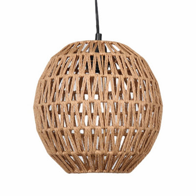 First Choice Lighting Set of 2 Kloe Natural Paper String Easy Fit Fabric Pendant Shades