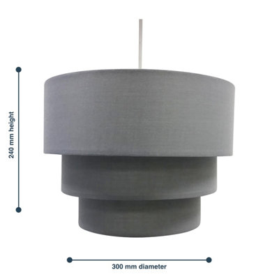 First Choice Lighting Set of 2 Layer Dark Grey 3 Tier Easy Fit Fabric Pendant Shades