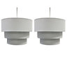 First Choice Lighting Set of 2 Layer Light Grey 3 Tier Easy Fit Fabric Pendant Shades
