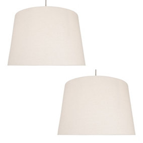 First Choice Lighting Set of 2 Linen Natural Linen 40cm Lightshade for Pendants or Lamps