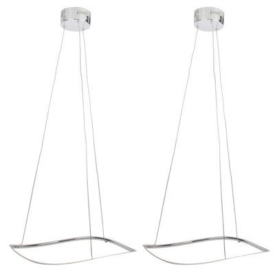 First Choice Lighting Set of 2 Loop LED Chrome Ceiling Pendant Lights