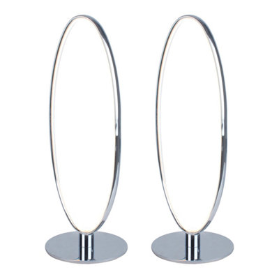 First Choice Lighting Set of 2 Loop - LED Chrome Table Lamps