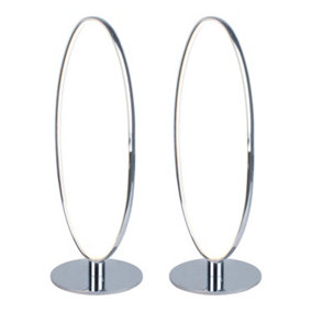 First Choice Lighting Set of 2 Loop - LED Chrome Table Lamps