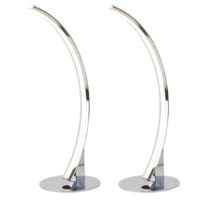 First Choice Lighting Set of 2 Loop LED Chrome Task Table Lamps