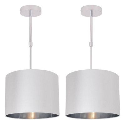 First Choice Lighting Set of 2 Madde Chrome White 30 cm Adjustable Flush Ceiling Lights