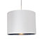 First Choice Lighting Set of 2 Madde Chrome White 30 cm Easy Fit Fabric Pendant Shades