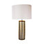 First Choice Lighting Set of 2 Marah Gold Blue Chrome White Ceramic 52 cm Table Lamp With Shades