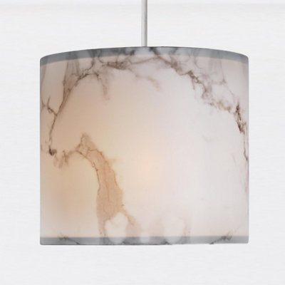 First Choice Lighting Set of 2 Marble Marble Print Easy Fit Fabric Pendant Shades