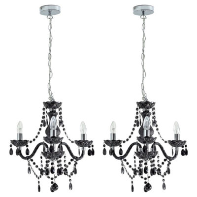 First Choice Lighting Set of 2 Marie Black 3 Light Chandeliers DIY at B&Q
