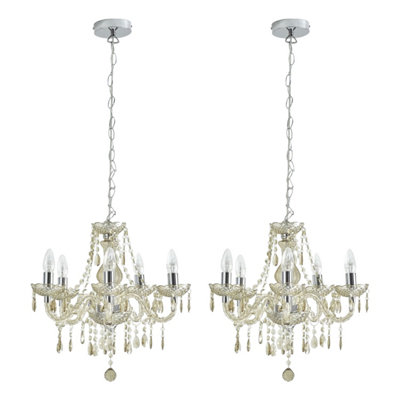 First Choice Lighting Set of 2 Marie Champagne 5 Light Chandeliers