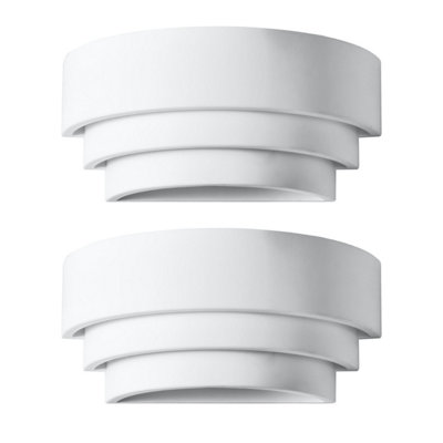 First Choice Lighting Set of 2 Marini White E14 Plaster Wall Lights