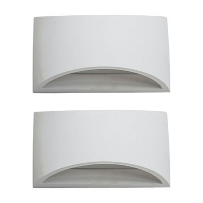 First Choice Lighting Set of 2 Marmo White G9 Plaster Wall Lights
