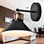 First Choice Lighting Set of 2 Maxwell Black Brushed Copper Wall Lights