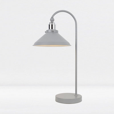 First Choice Lighting Set of 2 Maxwell Flint Grey Chrome Task Table Lamps