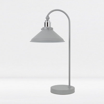 First Choice Lighting Set of 2 Maxwell Flint Grey Chrome Task Table Lamps
