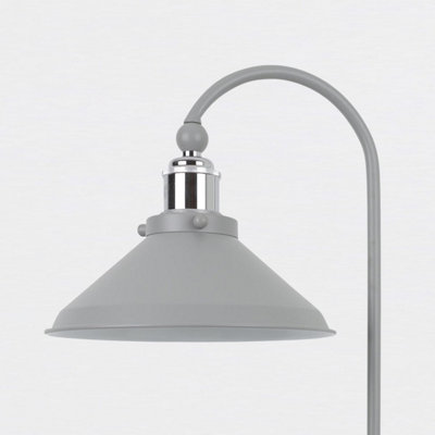 First Choice Lighting Set of 2 Maxwell Flint Grey Chrome Task Table Lamps