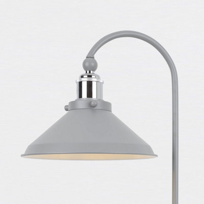 First Choice Lighting Set of 2 Maxwell Flint Grey Chrome Task Table Lamps
