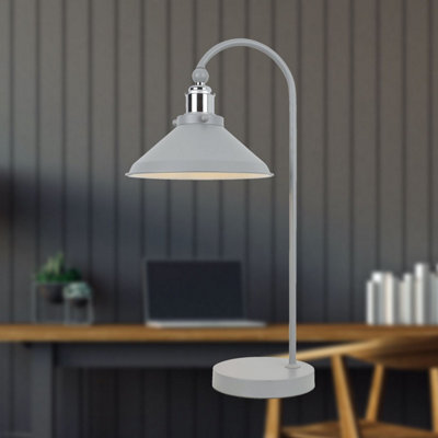 First Choice Lighting Set of 2 Maxwell Flint Grey Chrome Task Table Lamps