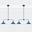 First Choice Lighting Set of 2 Maxwell Mirage Blue Brushed Copper 2 Light Bar Ceiling Pendant Lights