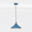 First Choice Lighting Set of 2 Maxwell Mirage Blue Brushed Copper Ceiling Pendant Lights