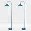 First Choice Lighting Set of 2 Maxwell Mirage Blue Brushed Copper Floor Reading Lamps