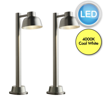 First Choice Lighting - Set of 2 Maxwell  Stainless Steel & Brushed Aluminium IP44 Outdoor 60cm LED Post Lights