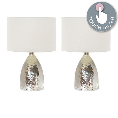 First Choice Lighting Set of 2 Medina 45cm Touch Table Lamps with White Shades