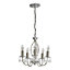 First Choice Lighting Set of 2 Monsoon Satin Nickel Clear Beaded 5 Light Chandeliers